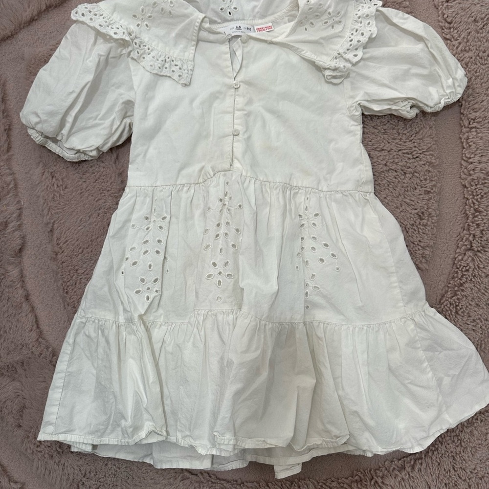 Zara White Eyelet Kids Dress